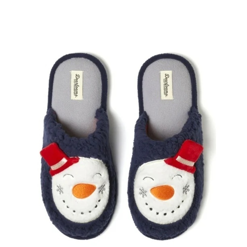 Dearfoams Cozy Comfort Unisex Snowman Scuff Slippers Small 5/6 NWT